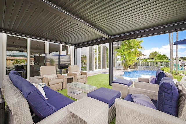 view of patio featuring an outdoor living space