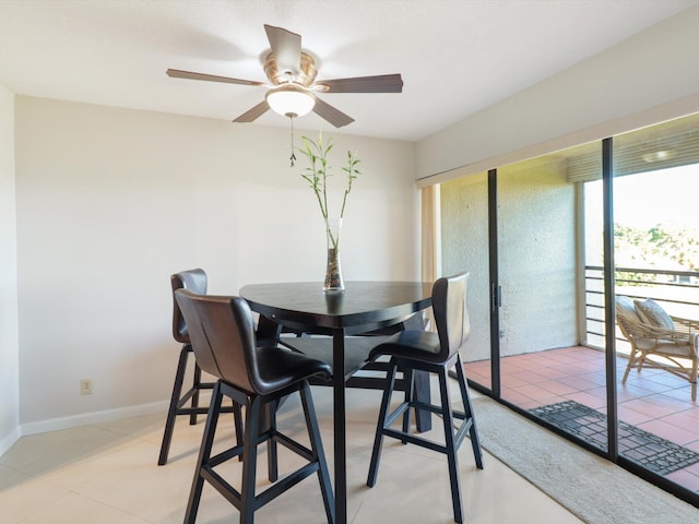 dining area featuring ceiling fan