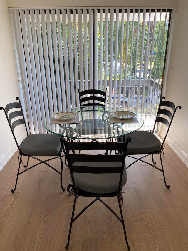 dining room with wood-type flooring