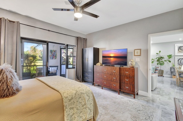 living room featuring ceiling fan