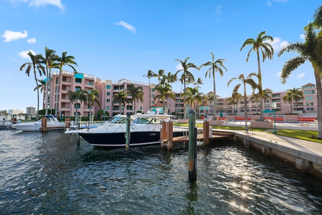 view of dock featuring a water view