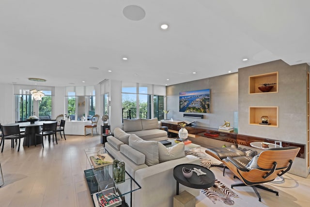 living room featuring light hardwood / wood-style floors