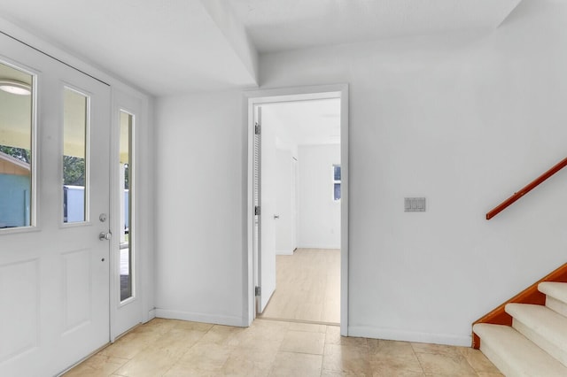 entrance foyer with light wood-type flooring