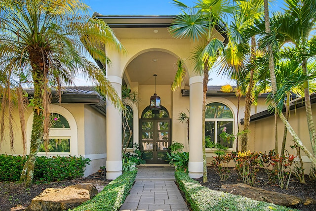 property entrance with french doors