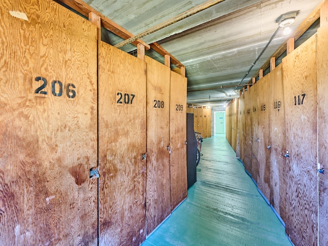 interior space with wooden walls