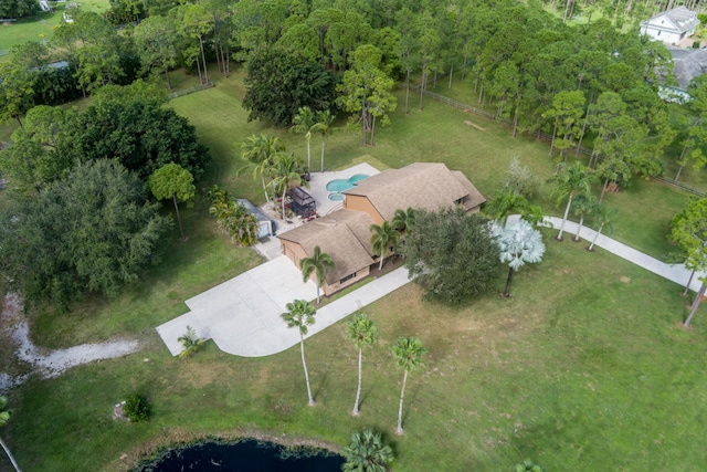 bird's eye view featuring a water view