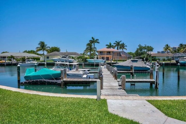 dock area featuring a water view