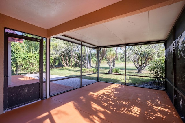 view of unfurnished sunroom