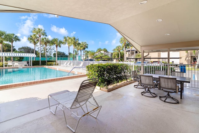 view of pool featuring a patio area