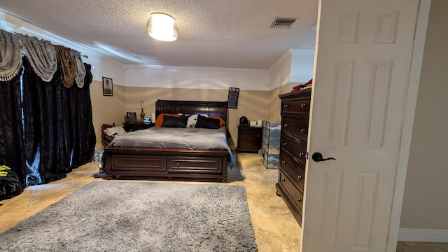 bedroom with a textured ceiling