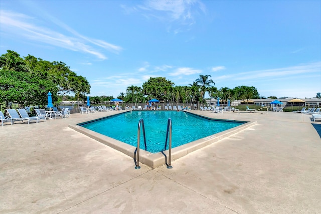 view of swimming pool featuring a patio