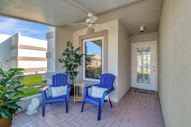 view of patio with ceiling fan