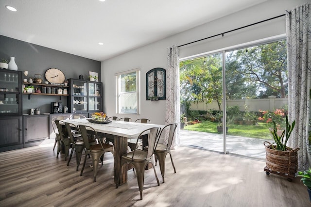 dining space featuring hardwood / wood-style floors