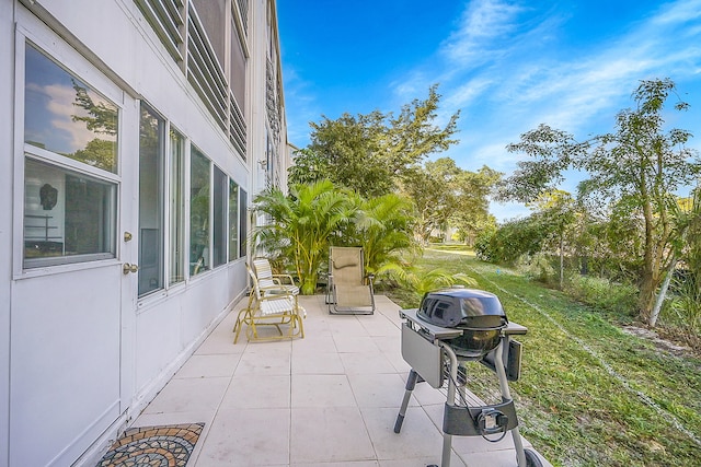 view of patio with a grill