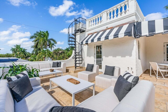 view of patio / terrace with outdoor lounge area and french doors