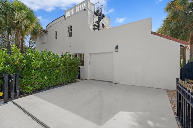 view of home's exterior with a garage