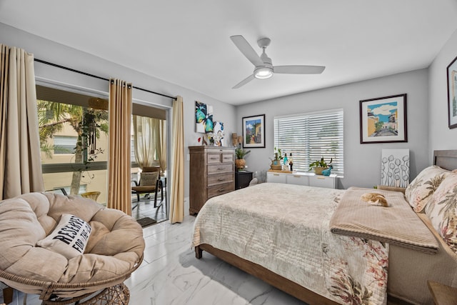 bedroom featuring ceiling fan