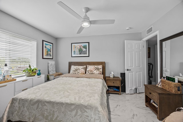 bedroom featuring ceiling fan