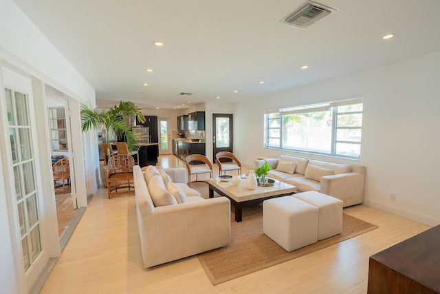 living room featuring light hardwood / wood-style flooring