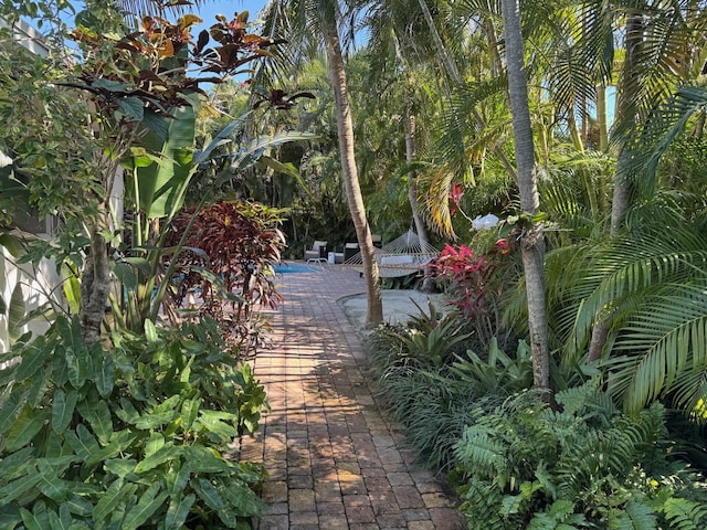 view of property's community with a patio area