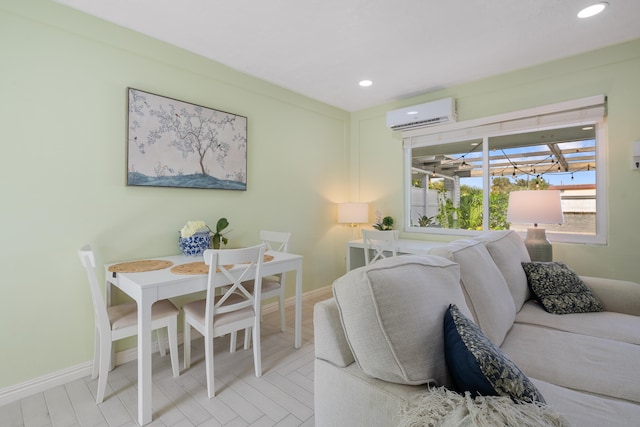 bedroom featuring a wall mounted air conditioner