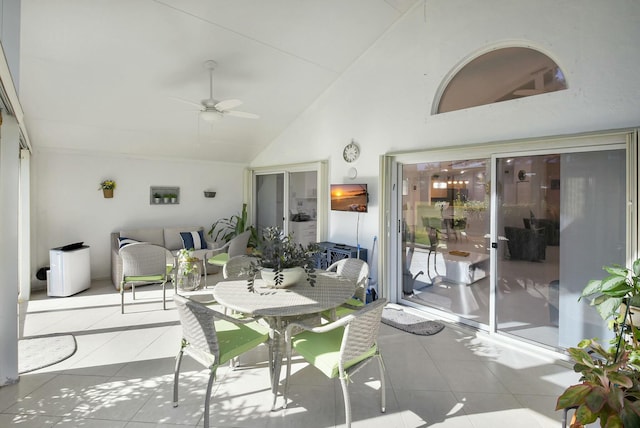 view of patio featuring ceiling fan