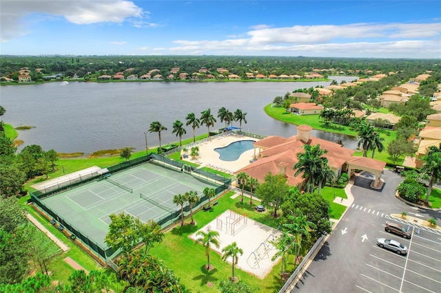 bird's eye view featuring a water view