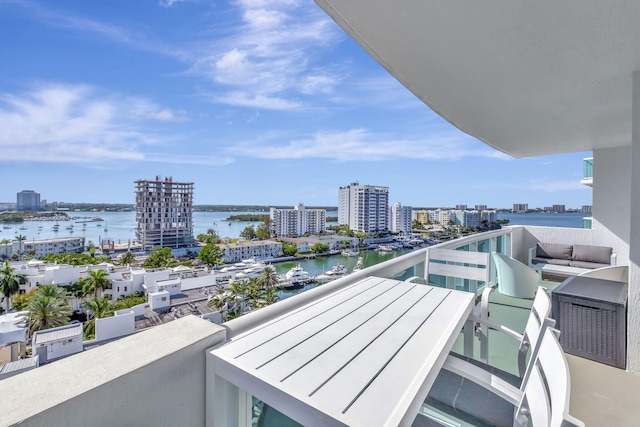 balcony with a water view