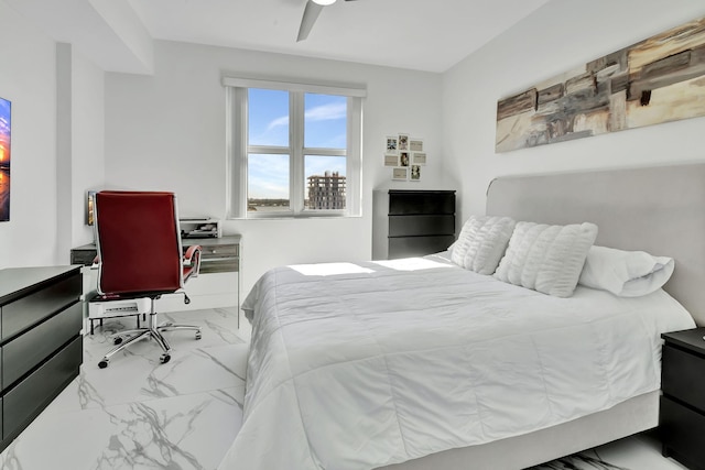 bedroom featuring ceiling fan