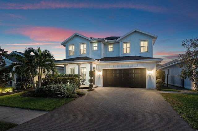 view of front of house with a garage