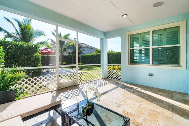 view of unfurnished sunroom