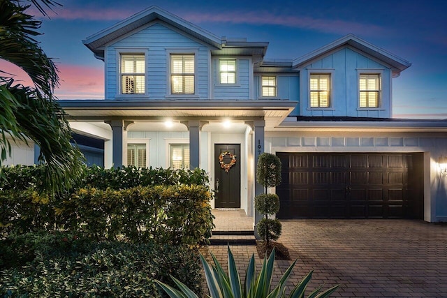 view of front of house with a garage