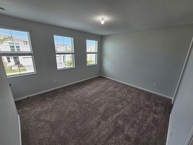 carpeted spare room with plenty of natural light and a textured ceiling