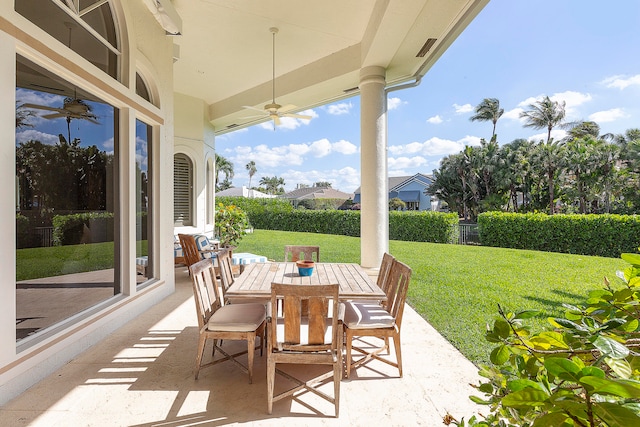 view of patio with ceiling fan