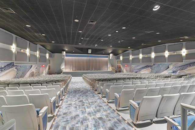 view of carpeted home theater room