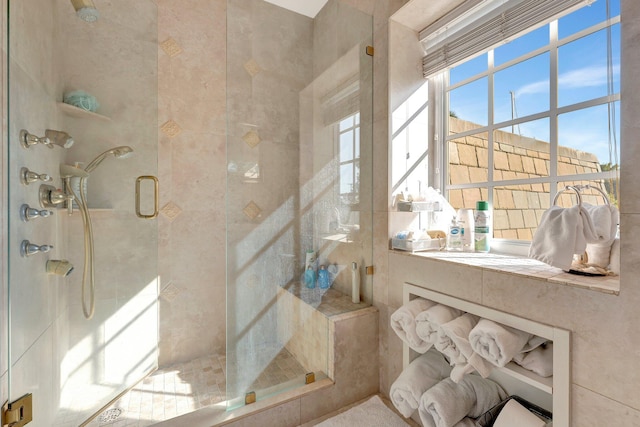 bathroom featuring walk in shower