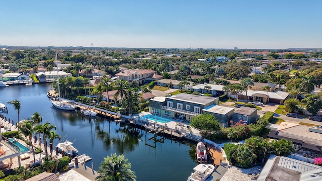 bird's eye view featuring a water view