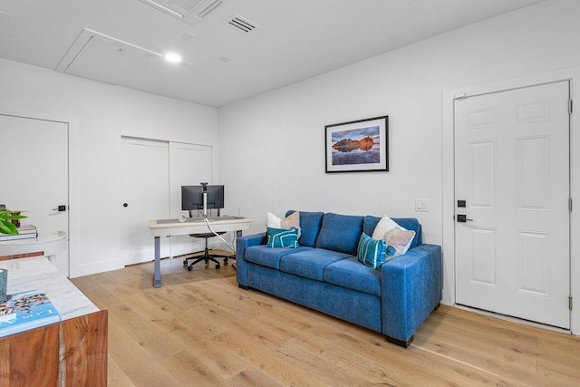 office area featuring hardwood / wood-style floors