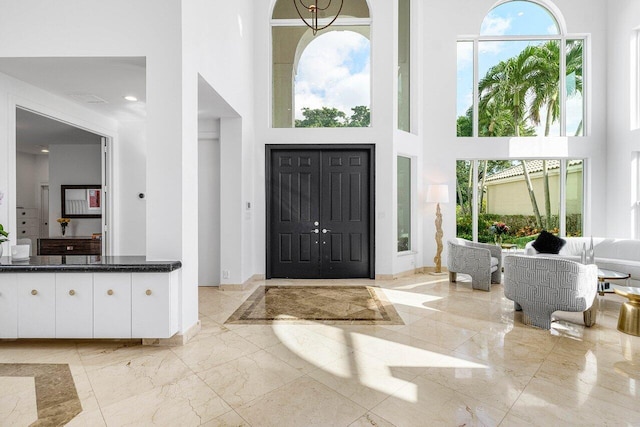 entrance foyer with a high ceiling and a wealth of natural light