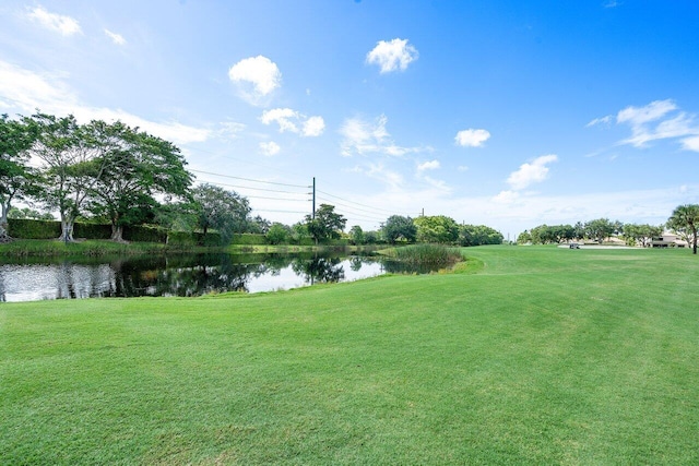 view of yard with a water view