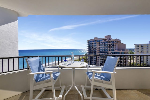 balcony with a water view