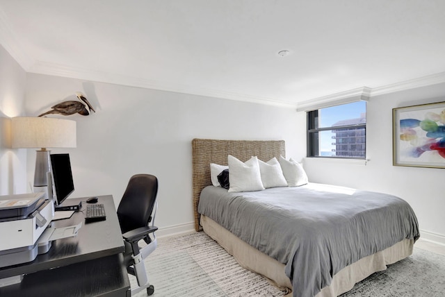 bedroom featuring crown molding