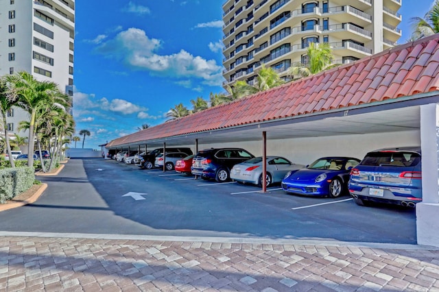 view of car parking featuring a carport