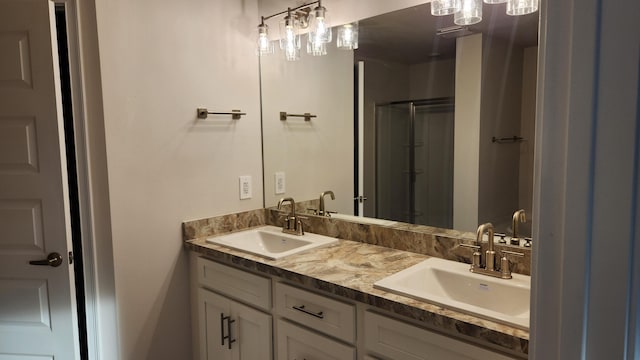 206 Riomar Dr, Port Saint Lucie, FL 34952 - full bath featuring double vanity, a stall shower, and a sink