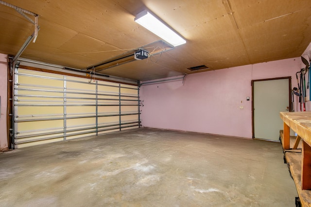 garage with a garage door opener