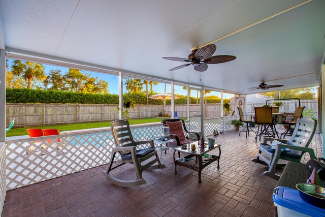 view of patio / terrace with ceiling fan