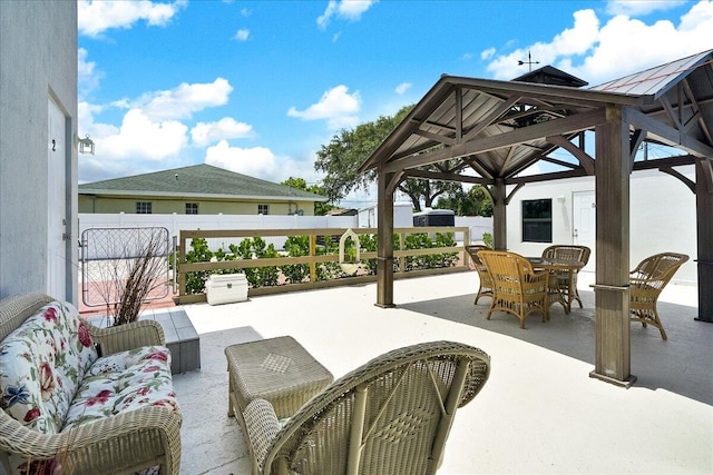 view of patio / terrace with a gazebo and an outdoor living space