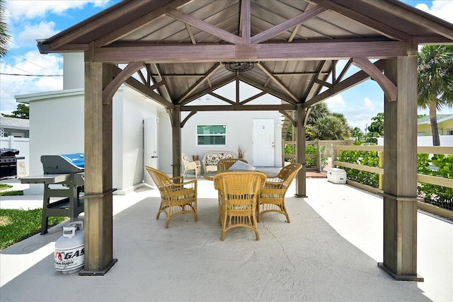 view of patio featuring a gazebo