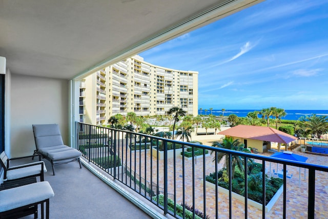 balcony with a water view