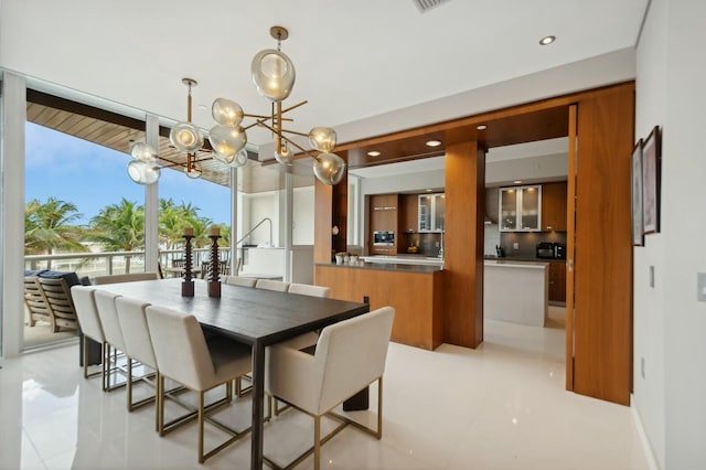 dining area with a chandelier